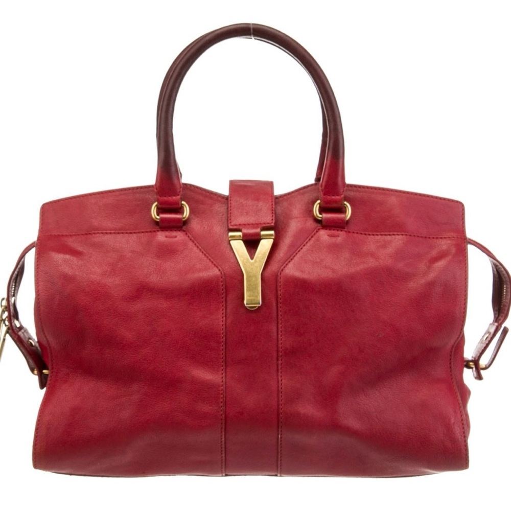 Authentic Yves Saint Laurent medium Cabas Chyc Burgundy Tote Bag